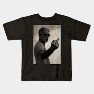 Anthony Bourdain middle finger pose Kids T-Shirt